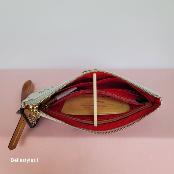 DOONEY & BOURKE Blakely Signature Logo Print Large Wristlet- Bone color ⭐ - Picture 12 of 16